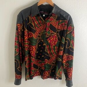 KELLI KOURI LEATHER Shirt Top Horseshoe‎ Rope Vintage Festival Country Concert S